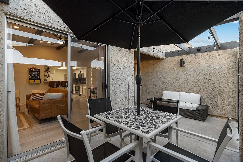 Private Front Patio looking into living room.