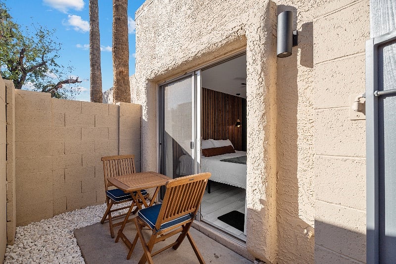 Primary bedroom private outdoor patio.