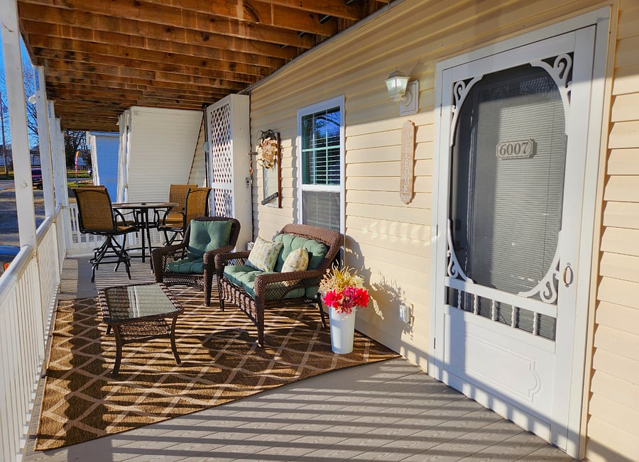 The perfect, cozy porch for a cup of coffee or a glass of wine. If you're out of wine, don't worry, there's a winery one block away!