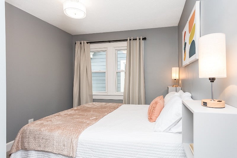 Bedroom 2 with closet and shared bathroom.
