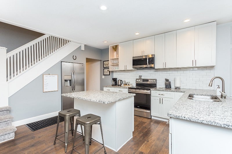 Kitchen island is great for entertaining while you cook.