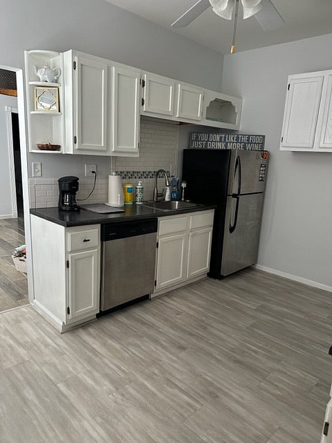 Kitchen with stainless steel appliances