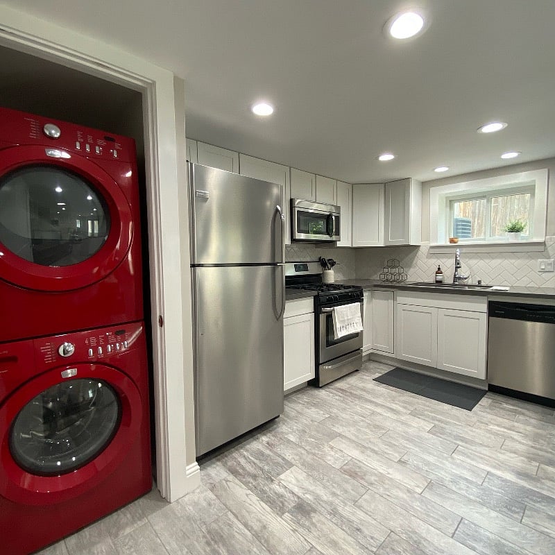 Full sized kitchen equipped for all your cooking needs
