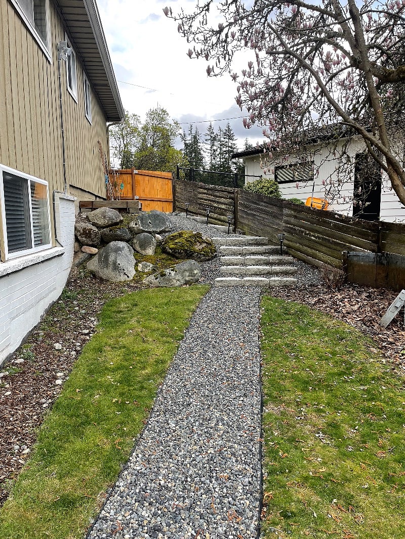 Stairs and gate to apartment