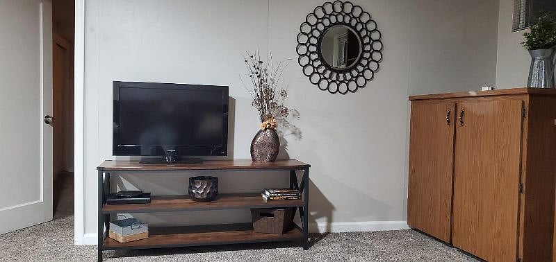 TV stand with TV and blue ray player