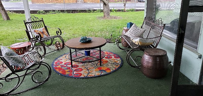 Covered patio with gas grill