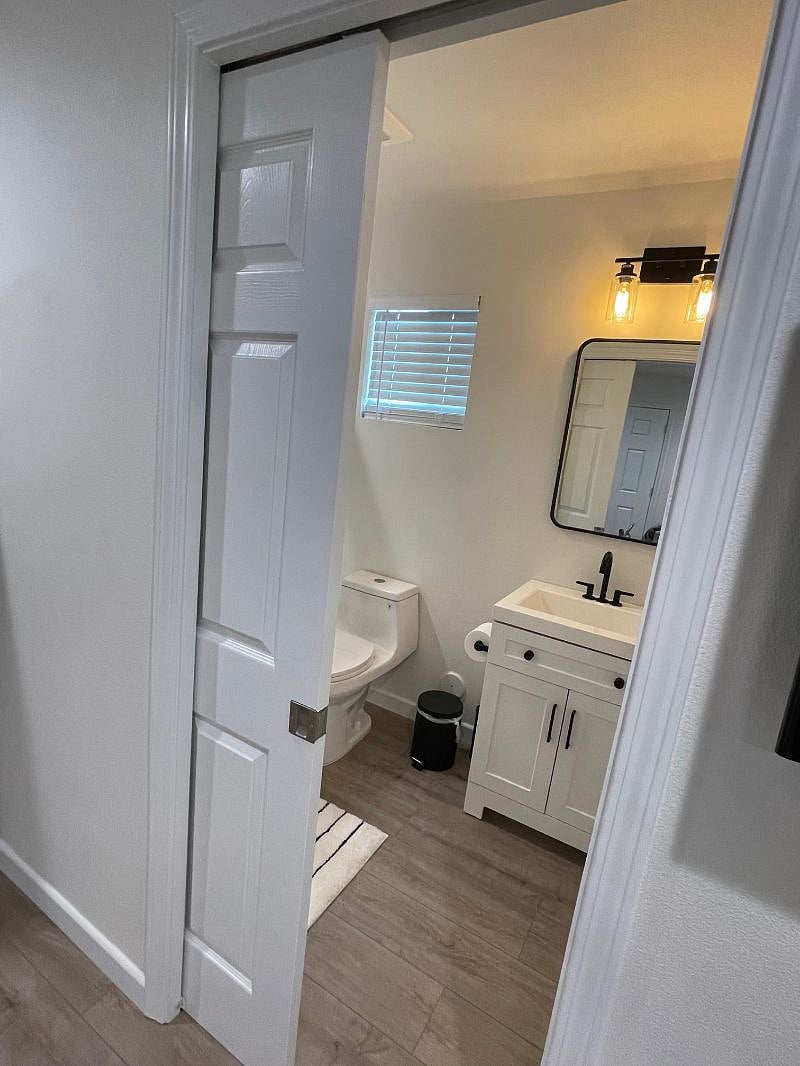 Pocket door to the bathroom
