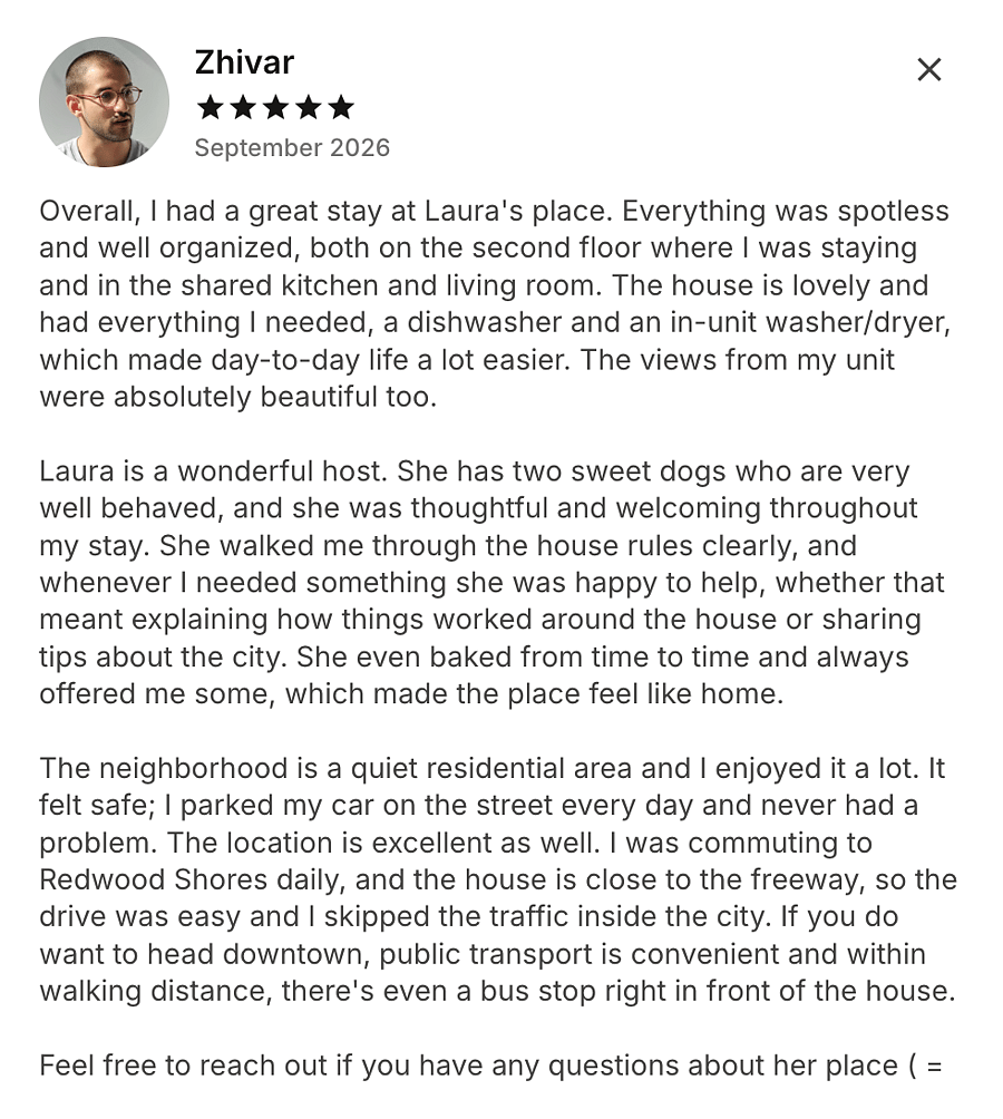 Review from a different platform from a tenant who had no problems parking here every day.