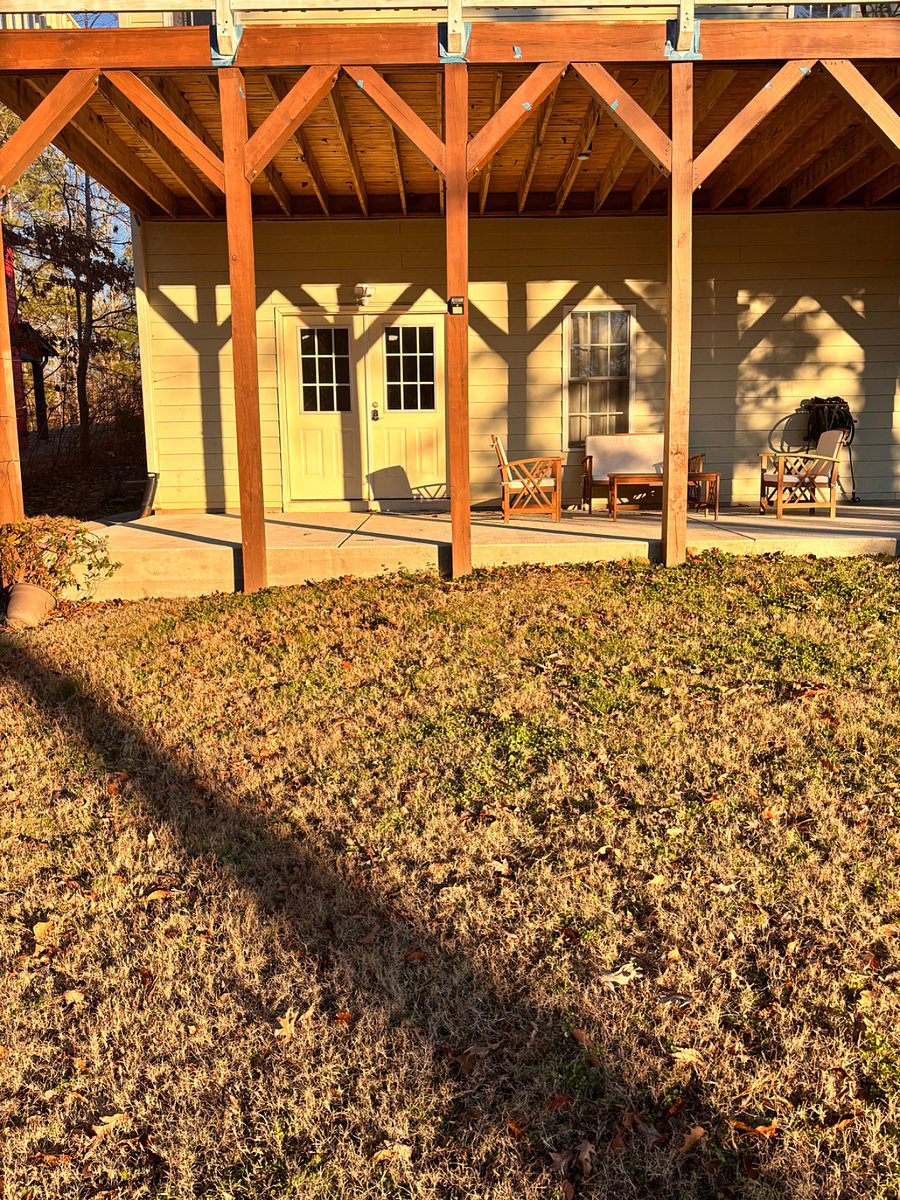 your private patio overlooking the backyard