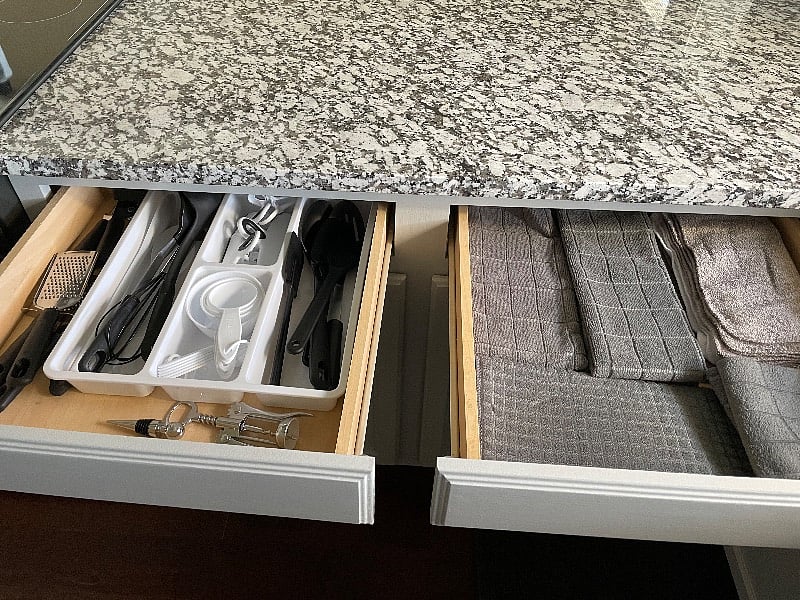 Kitchen utensils and towels