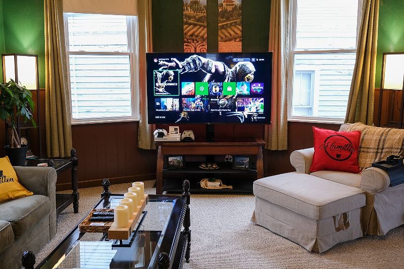 Our sitting room is equipped with a 65" TV, surround sound system and Xbox 1S with over eight pre-loaded games and a dozen physical games!