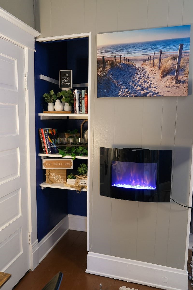 Fireplace with reading material