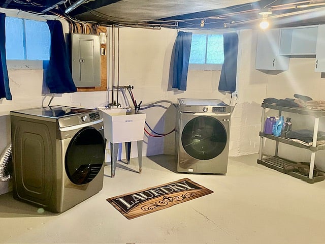 Brand new, front load Samsung washer and dryer.
