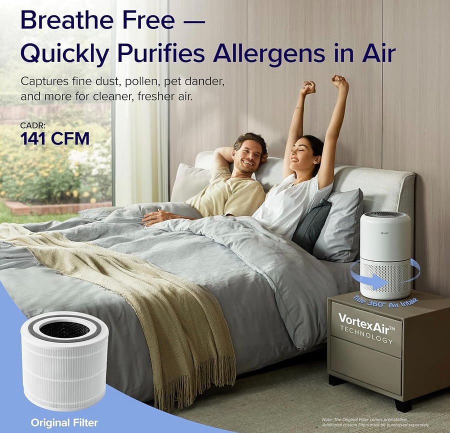 Levoit air purifiers located in every room to ensure clean air for those with allergies.
