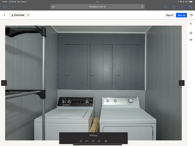 First floor washer & dryer off kitchen