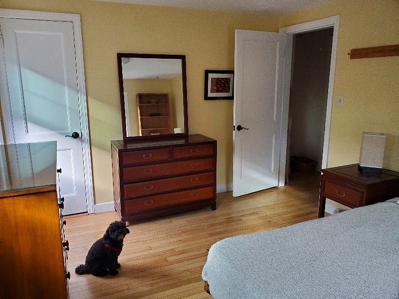 Your bedroom, showing closet door and door to hall