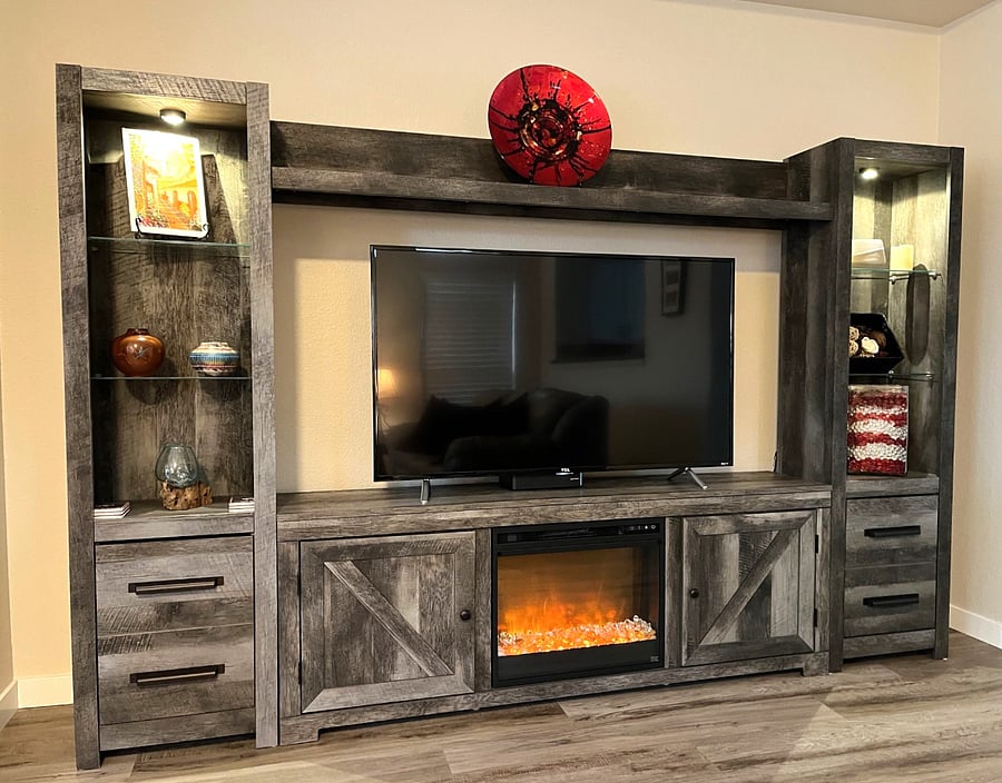 TV and Fireplace