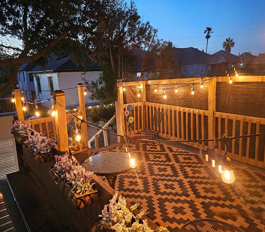 View out back in evening.