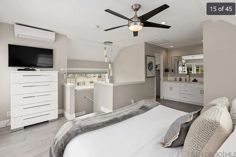 Master Bedroom with Smart TV and Mini-split system.