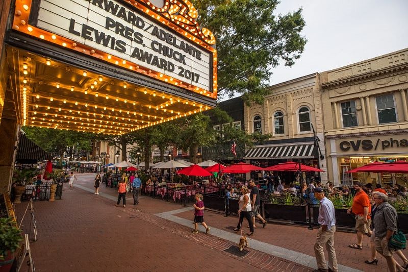 Charlottesville's historic downtown pedestrian mall (old Main St.), just a short drive from the property