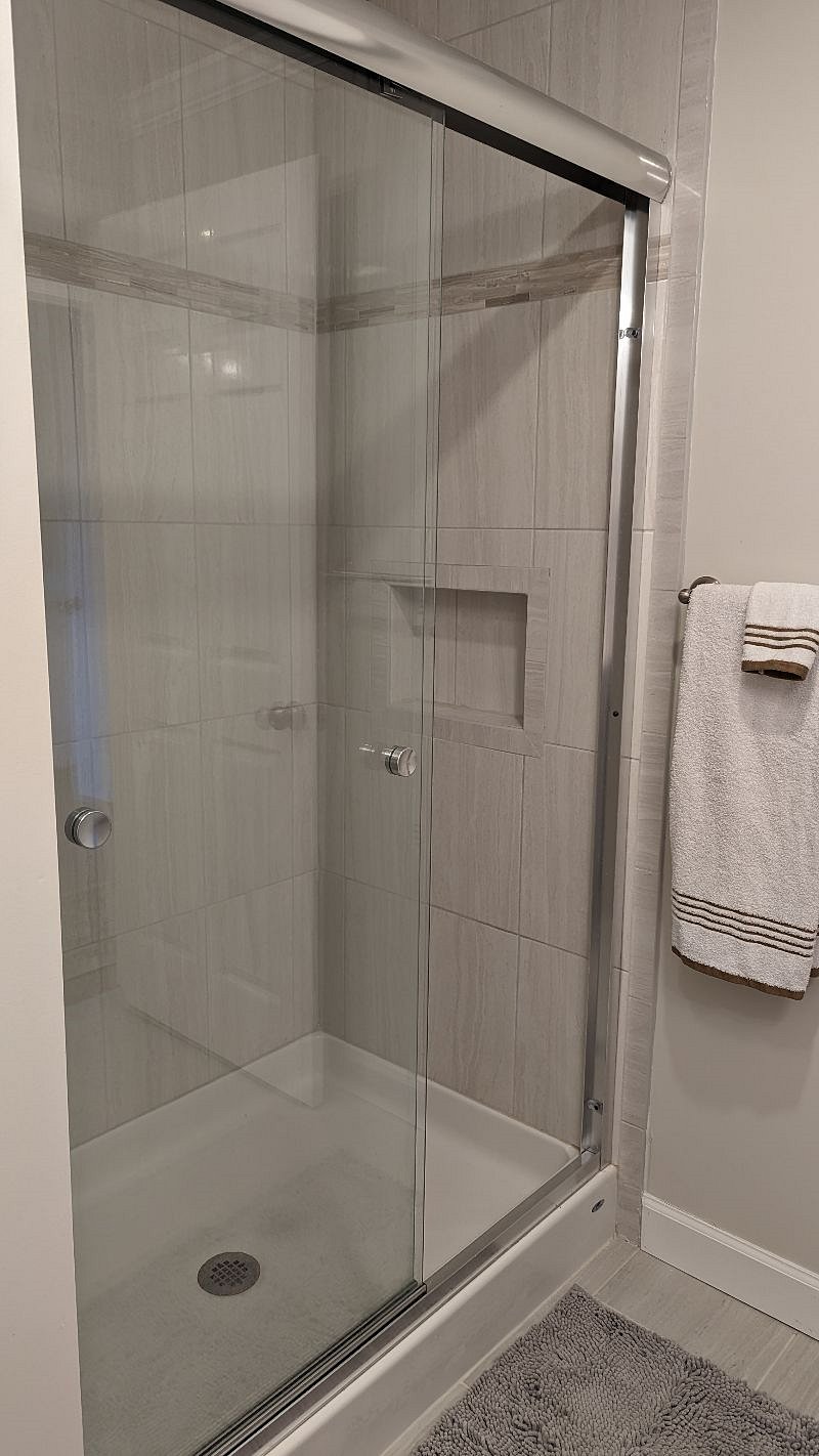 Terrace level 48 inch shower