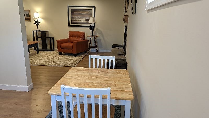 Terrace level kitchen separate from living area