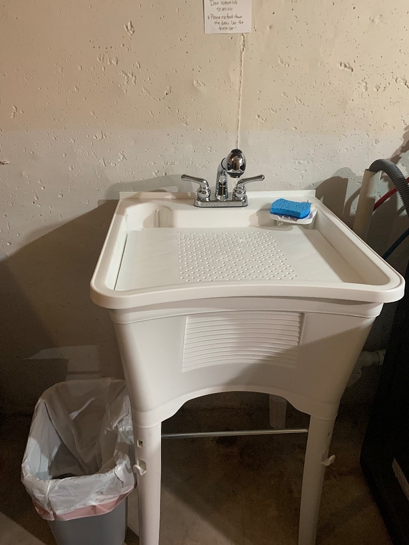 Scrub sink for any dishes you use.