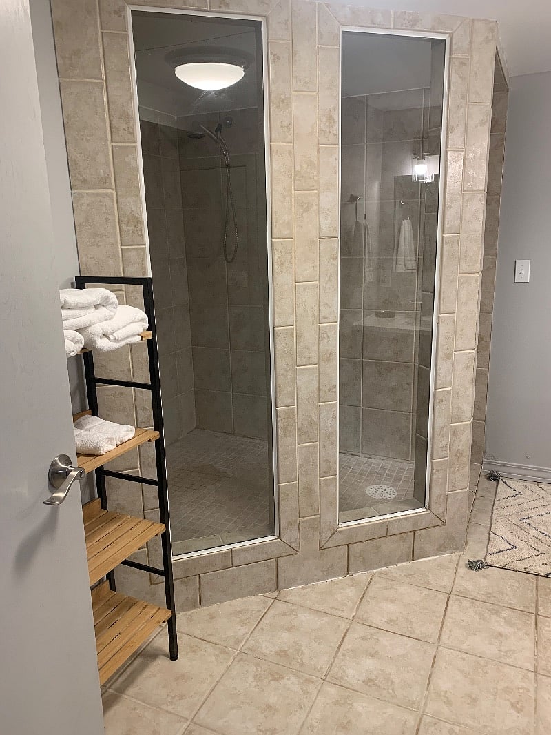 Large walk in shower.