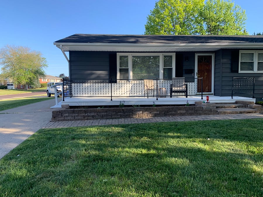 The home has a large corner lot.