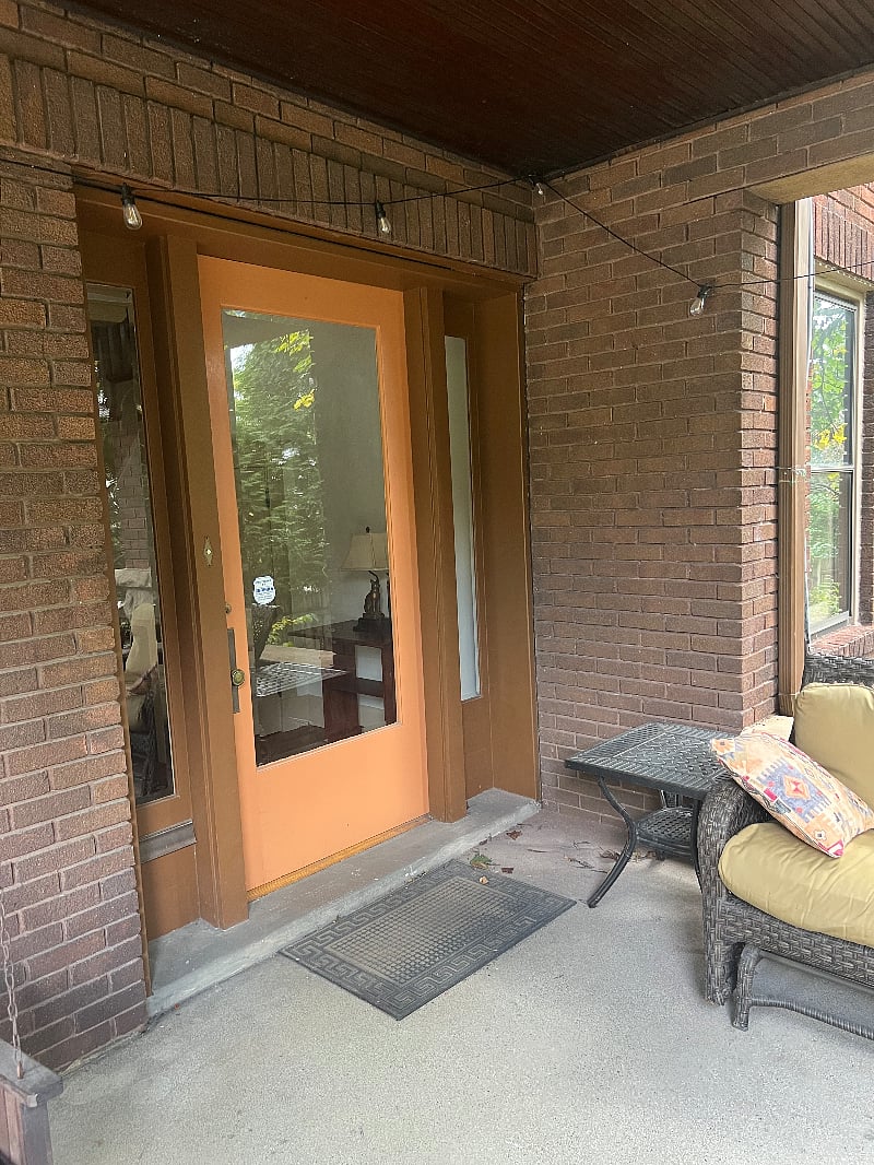 front door and porch