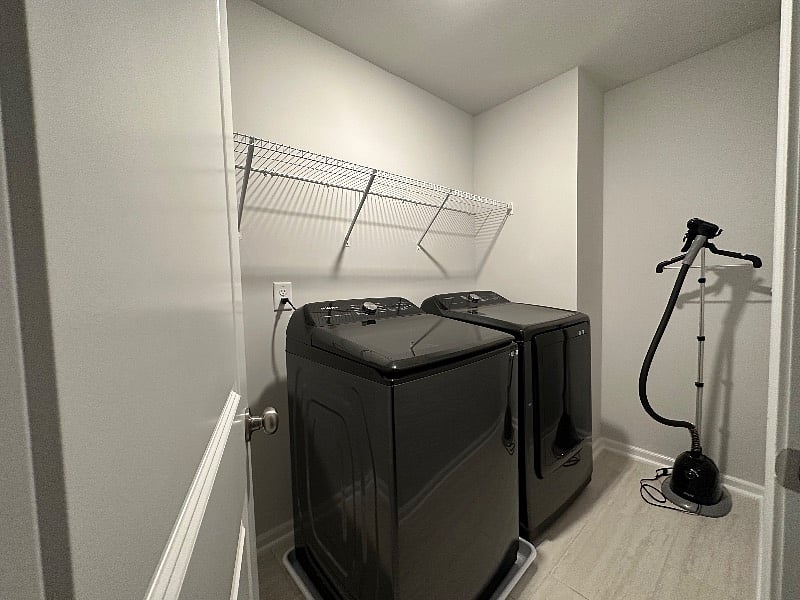 2nd floor laundry room: brand new washer, dryer, and steamer