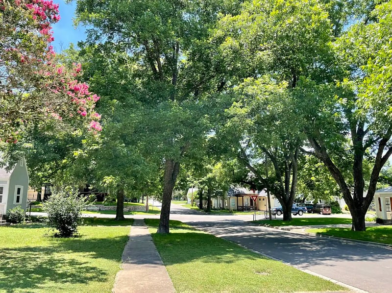 The neighborhood is very pretty and friendly!