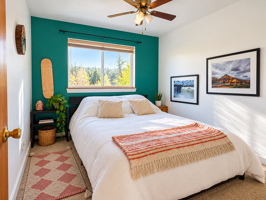Room #3/3 upstairs with queen bed and closet