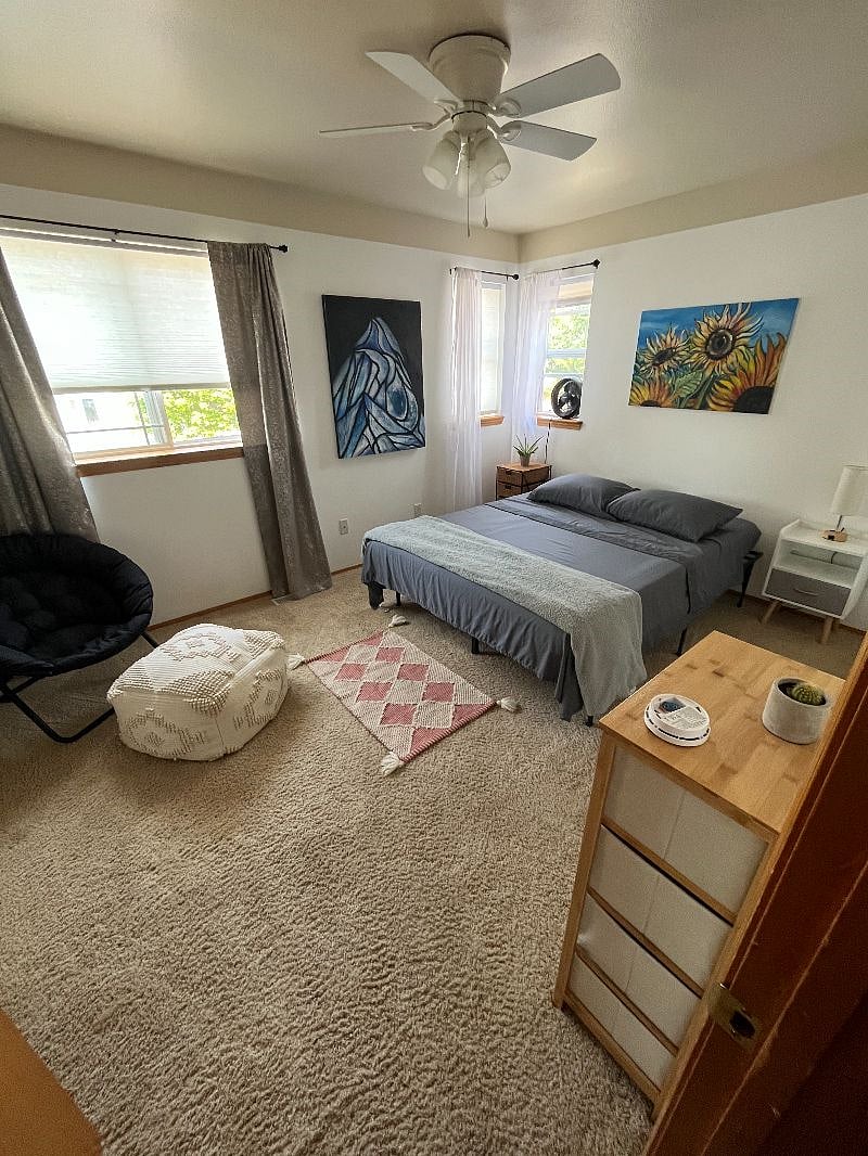 Room #1/3 upstairs with queen sized bed - largest room upstairs