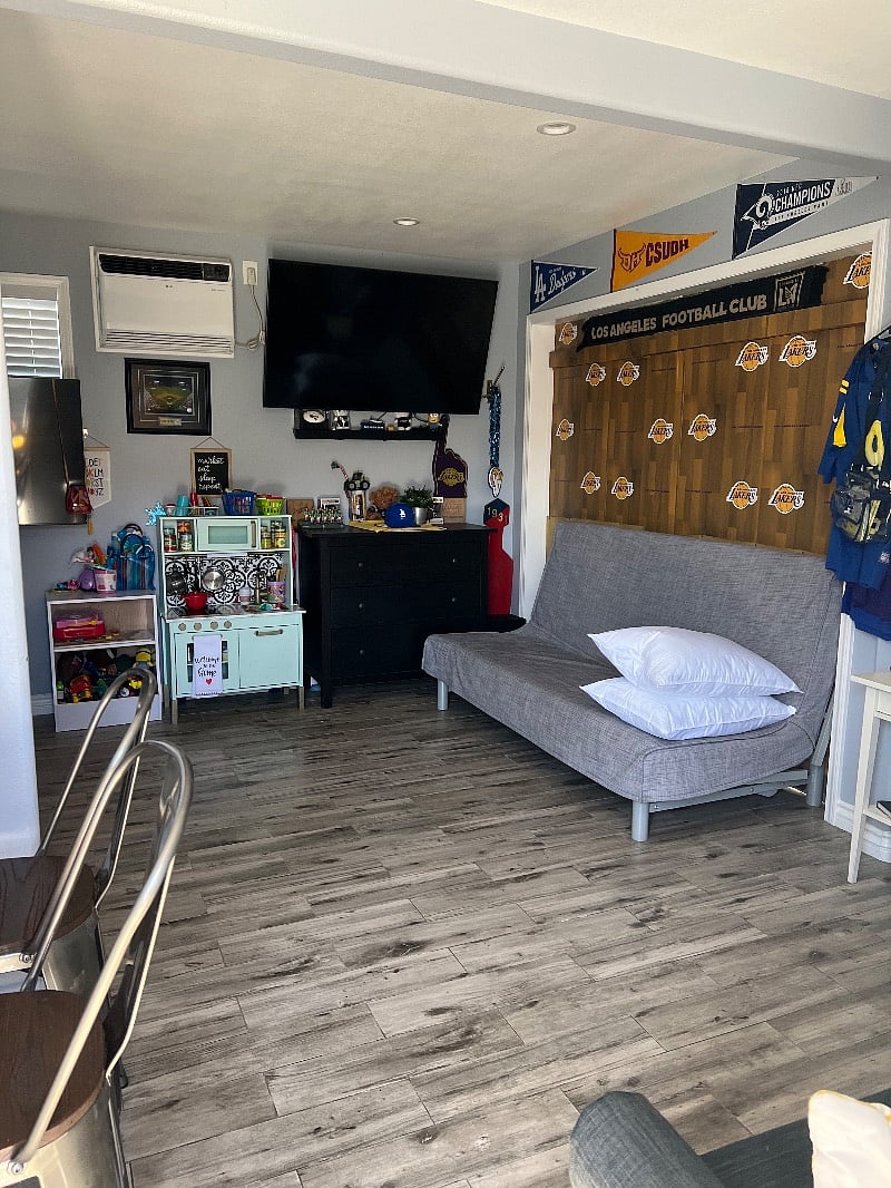 IKEA Beddinge soca bed, 3 drawer dresser , smart tv wih access to streaming apps, wall AC wi TV remote control.