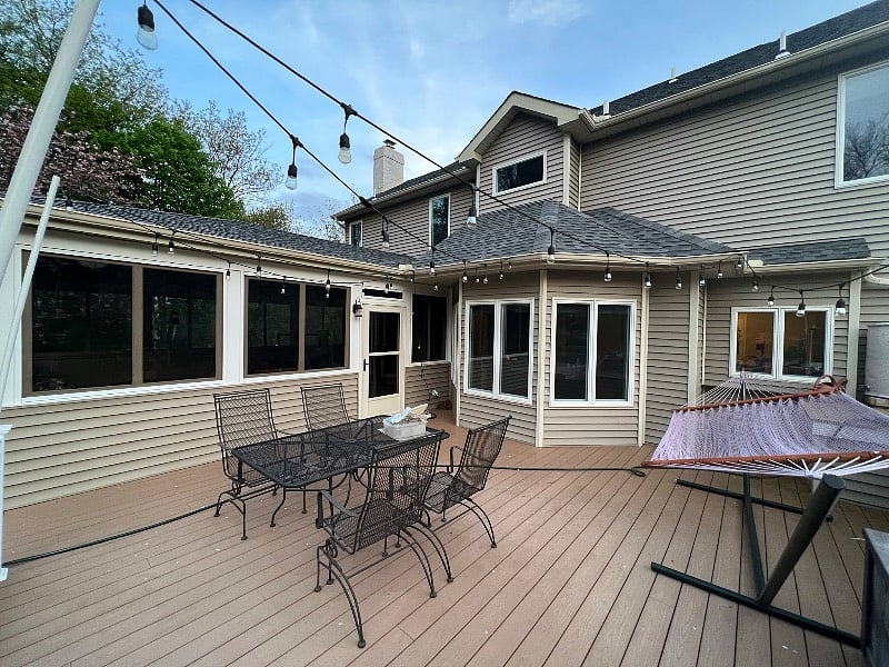 Back of house with plenty of space to entertain.