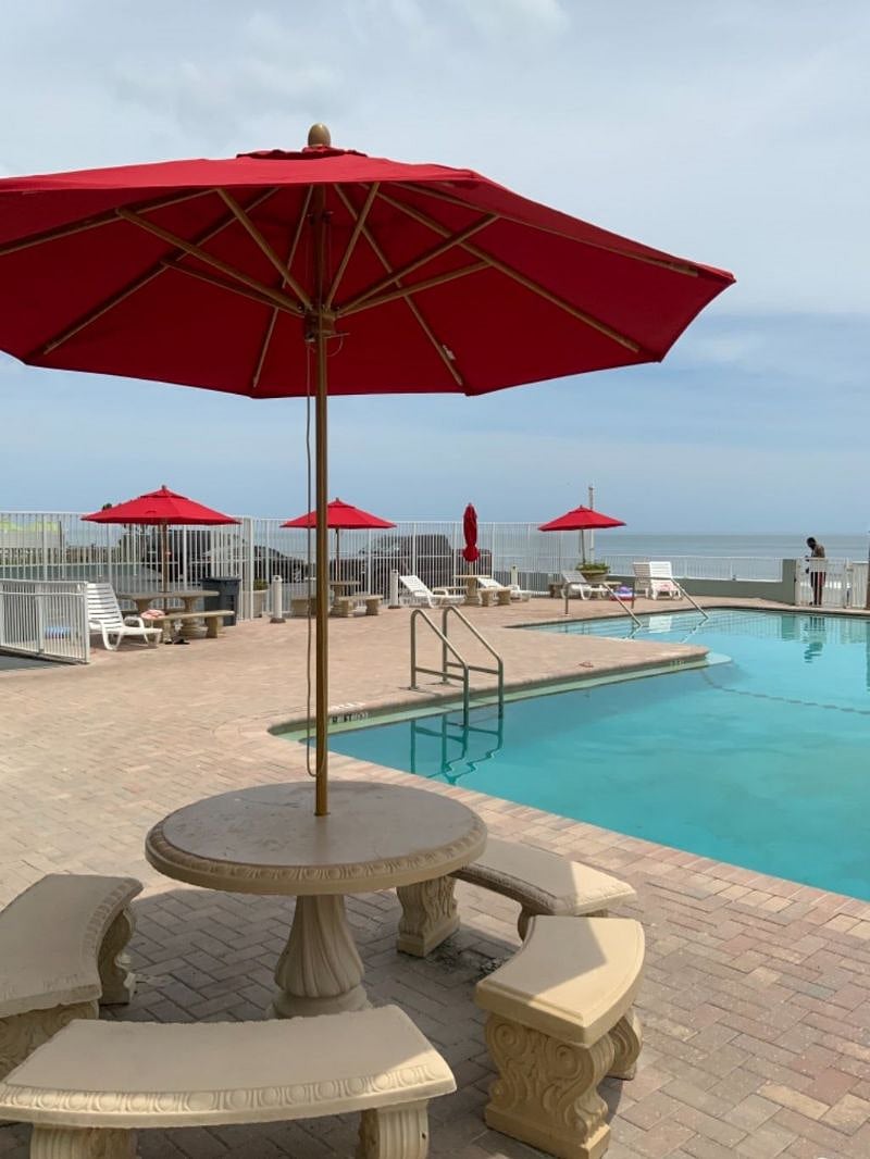 Pool deck currently close for repair due to hurricane damages.