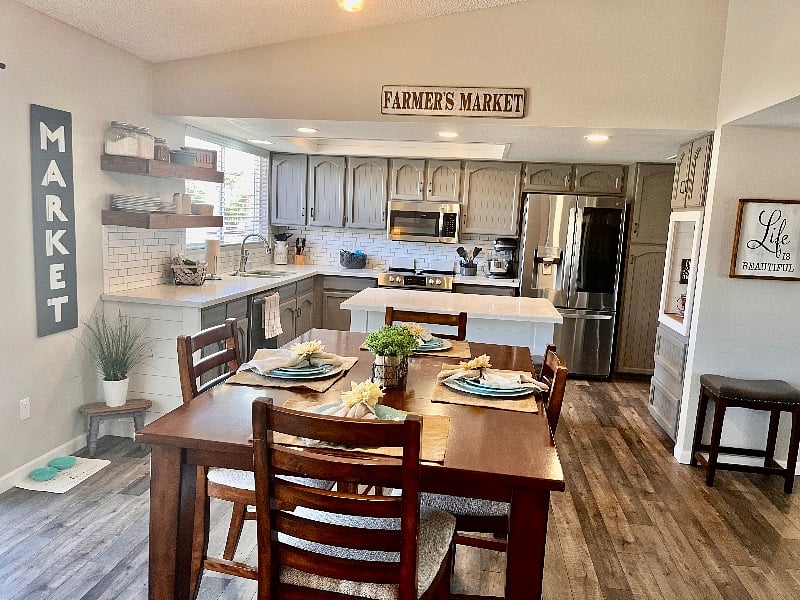 Dining room and kitchen