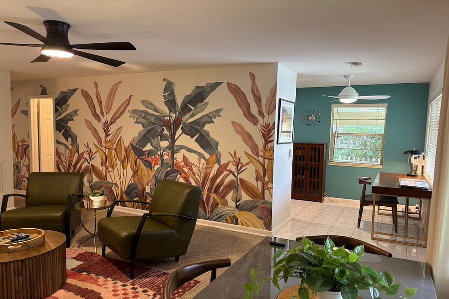 Family Room is open to work desk and kitchen