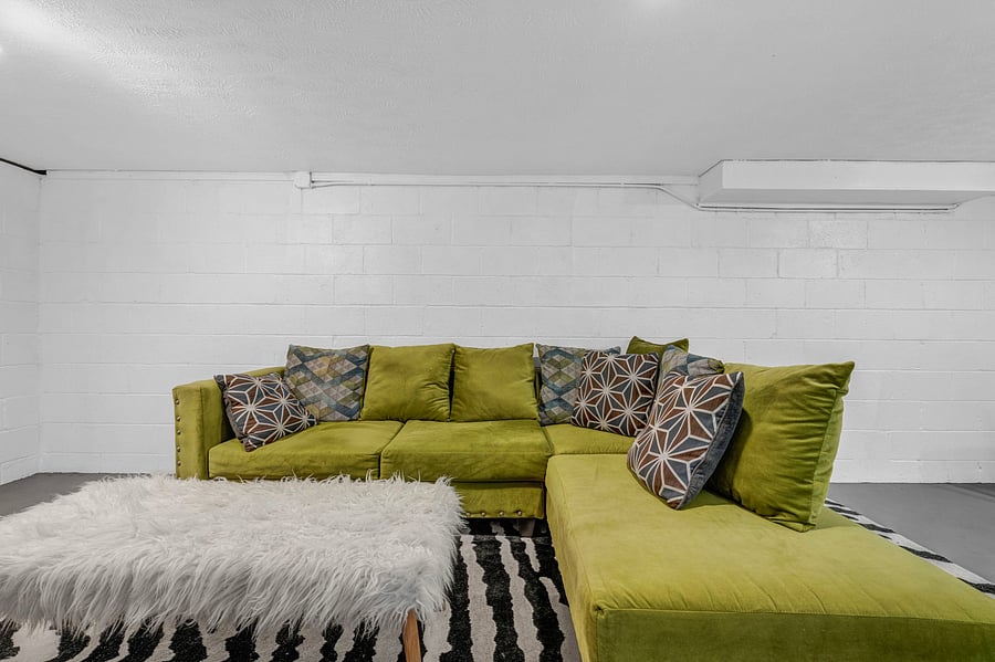 Basement level entertainment room.
