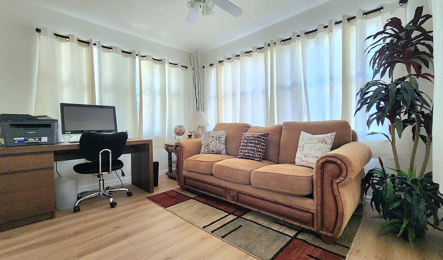 Experience the perfect blend of productivity and relaxation in our rental property, featuring a sunroom designed for work, relaxation, and recharging.
