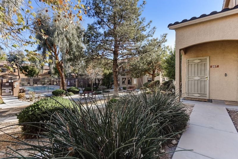 Enjoy a refreshing dip in the pool or a relaxing soak in the hot tub just steps away from your doorstep in our Las Vegas vacation rental.