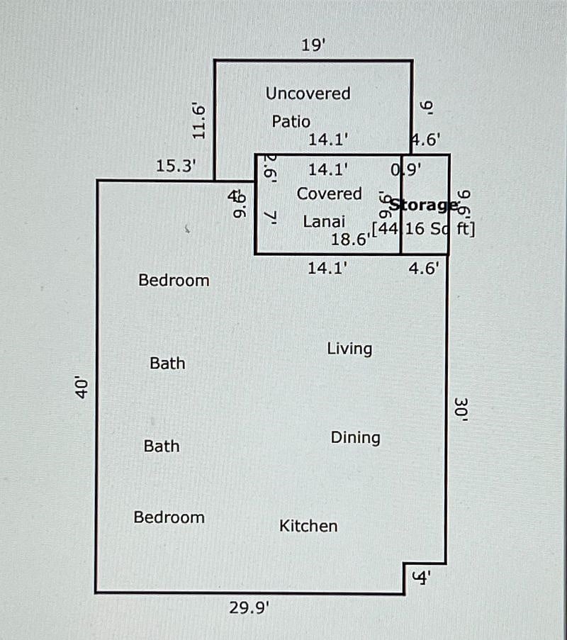 Condo lay out (interior walls not noted) 