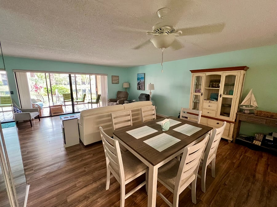 Open view from the kitchen entry.  Very light throughout the condo. 