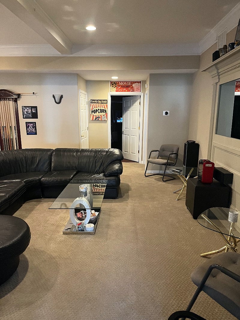 Living room with big screen TV