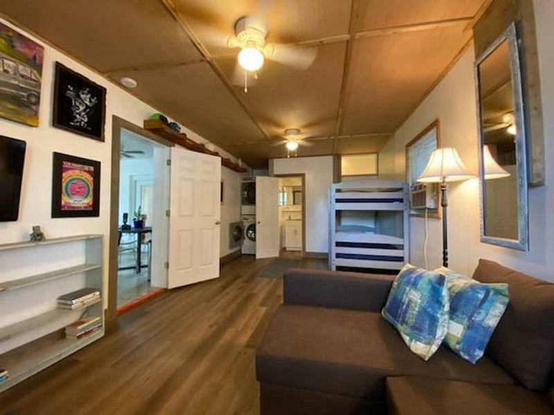 Bonus unit with streaming TV, bunk beds, foldout couch washer/dryer and private full bathroom.