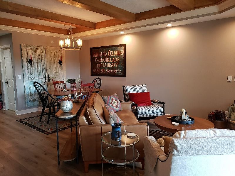Open concept living, dining, kitchen