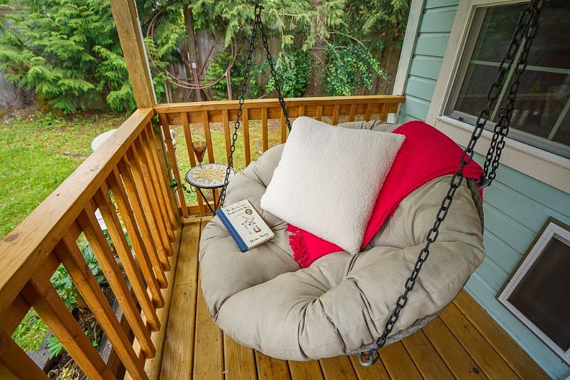 The most comfortable hanging porch chair EVER - located just outside the bedroom