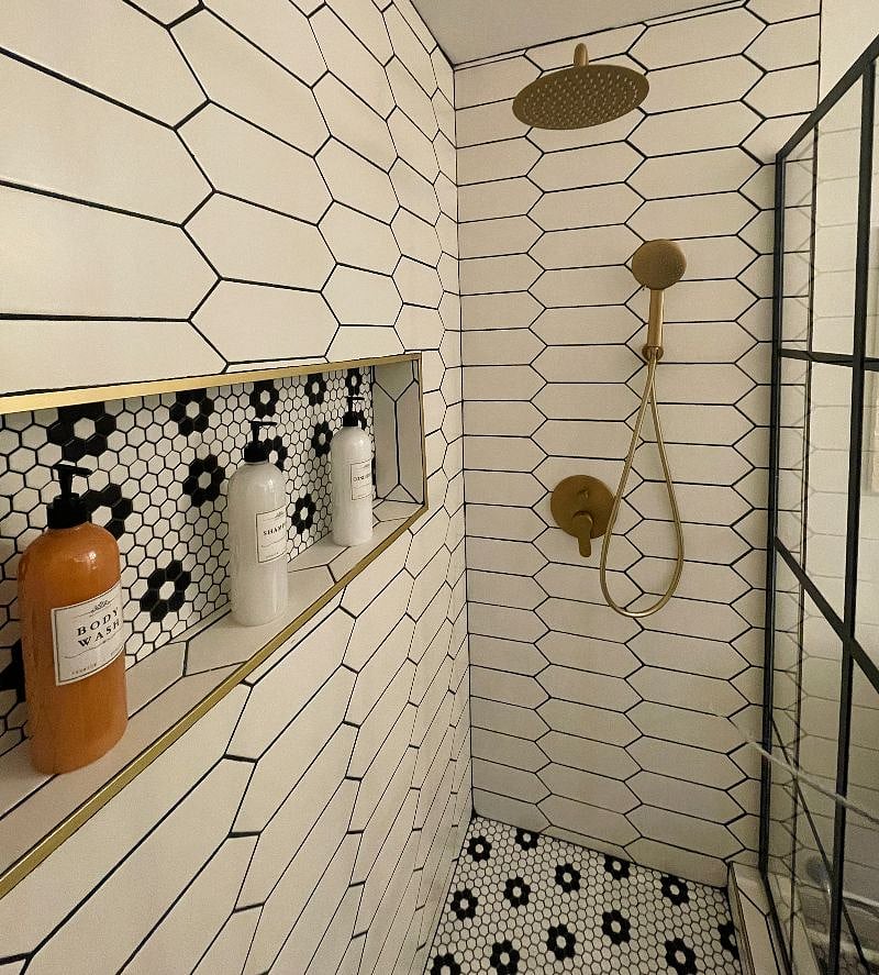Rainfall shower head and handheld sprayer.