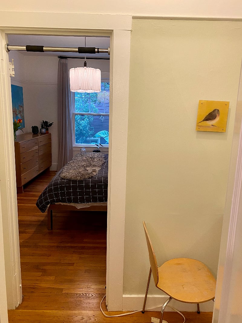 Makeup room with private entrance to bathroom